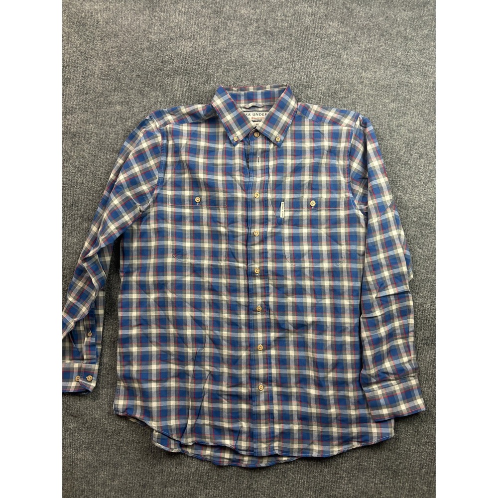 Over Under The Woodsman Shirt Mens Medium Blue Plaid Long Sleeve Button Down